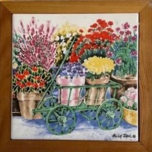 Helen Paul Collection 1992 Vintage Tile Trivet / Wood Frame Plaque